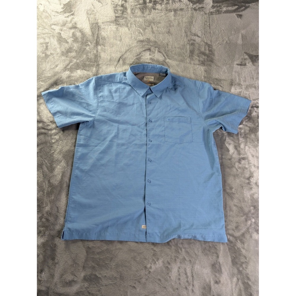 Quiksilver Waterman Collection Mens short sleeve button up camp Shirt XL Blue